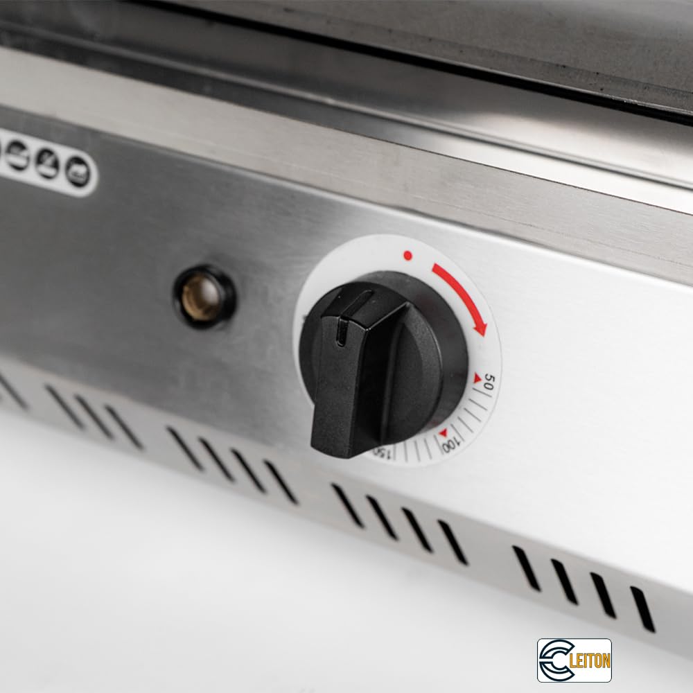 Cleiton® Plancha Industrial de Acero Inoxidable Eléctrica 70 cm Sobremesa Grosor de la Placa 4 mm para un Rápido Calentamiento con Termopar CE | Potencia 2,8 kW | Bares y Restaurantes