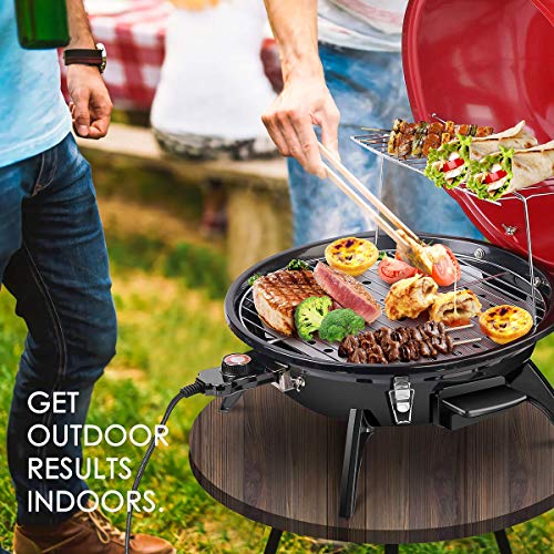 Techwood Electric BBQ Grill 15-Serving Portable Grill for Indoor/Outdoor use, 18 inch Tabletop Grill, 1600W, Red (Tabletop BBQ Grill) Techwood Electric BBQ Grill 15-Serving Portable Grill for Indoor/Outdoor use, 18 inch Tabletop Grill, 1600W, Red (Tabletop BBQ Grill)