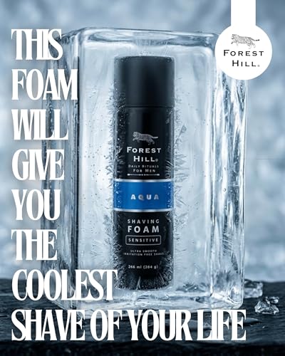 Image of FOREST HILL Aqua Pre Shave Foam For Men, Goodness Of Olive & Argan Oil, Mulberry, Rosemary & Peppermint Extract, Prevent Cuts & Burns, Cooling Hydrating Formula, 266 Ml