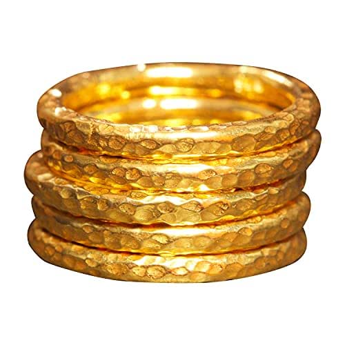 Amazon.com: Set of Five Stackable Ring Set 925 Sterling Silver 24K ...