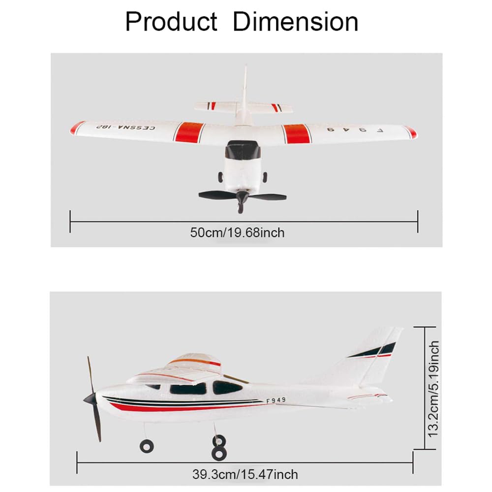 Avion Télécommandé F949 CESSNA-182 3D6G 3 Canaux Moteur 720 RC pour Adulte avec 2 Piles