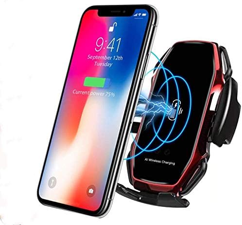 Wireless Fast Car Charger10W for Android iOS Smartphone Mobile Phone Fast Charging with Smart Sensor Car Mount Fast Charger for iPhone Xs Max/XR/X/8/8Plus Samsung S10/S9/S8-Red