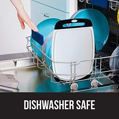 Gorilla Grip Original Oversized Cutting Board, 3 Piece, BPA Free, Dishwasher Safe, Juice Grooves, Larger Thicker Boards, Easy Grip Handle, Non Porous, Extra Large, Kitchen, Set of 3, Black