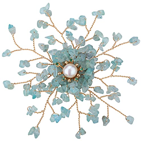 Bijoux faits à la main broche pendentif 2 en 1 aigue-marine perle