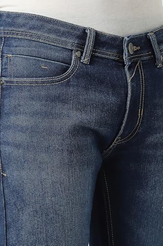 Image of Peter England Men's Slim Tapered Jeans | Denim | Premium | Modern Fit