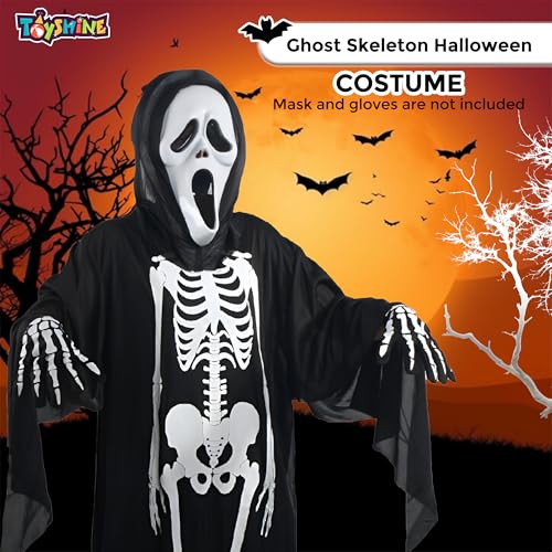 Image of Toyshine Black Cosplay Scary Ghost Bhoot Skeleton Halloween Costume Fun Entertaining Fancy Dress Theme Party Props For Kids Boys Girls,5-9yrs