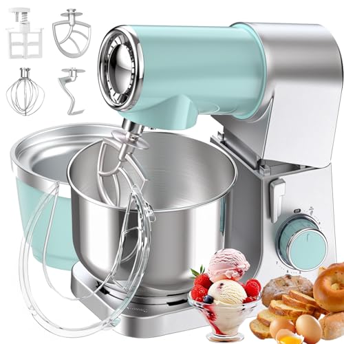 MoraRise Ice Cream Stand Mixer, 6.5L + 1L Powerful Kitchen Food Mixer with Stainless Steel Bowl, 7-Speed 1500W Electric Mixer for Baking, Ice Cream Maker, Milkshake Machine