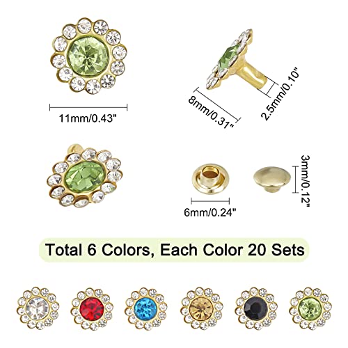 WADORN 120pcs Rhinestone Rivets Studs - Image 2