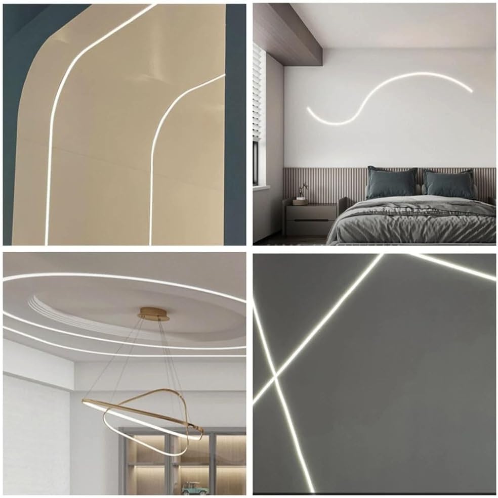 Flexible LED Neon Silicone Cover Tube 1-10m, 6-15mm PCB Compatible - Recessed/Embedded Sign, Uniform Lighting, Frontal Light(F1210 White,4meters)