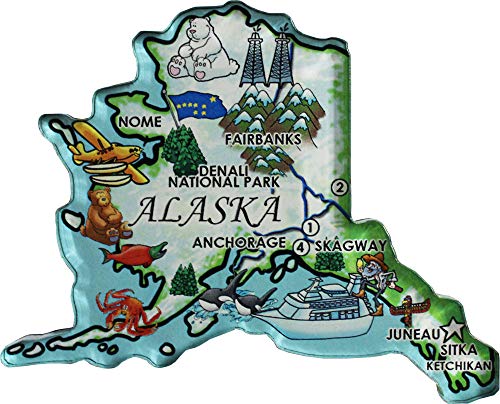 Imán Decorativo de Acrílico con Mapa de Alaska