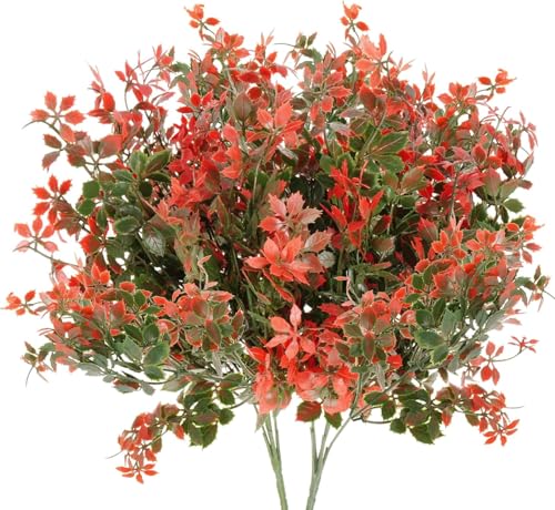 HASUDEI 2PCS Plantas Artificiales de Otoño 40cm Hojas de Arce Artificiales de Exterior para Decoración de Salón Balcón Halloween