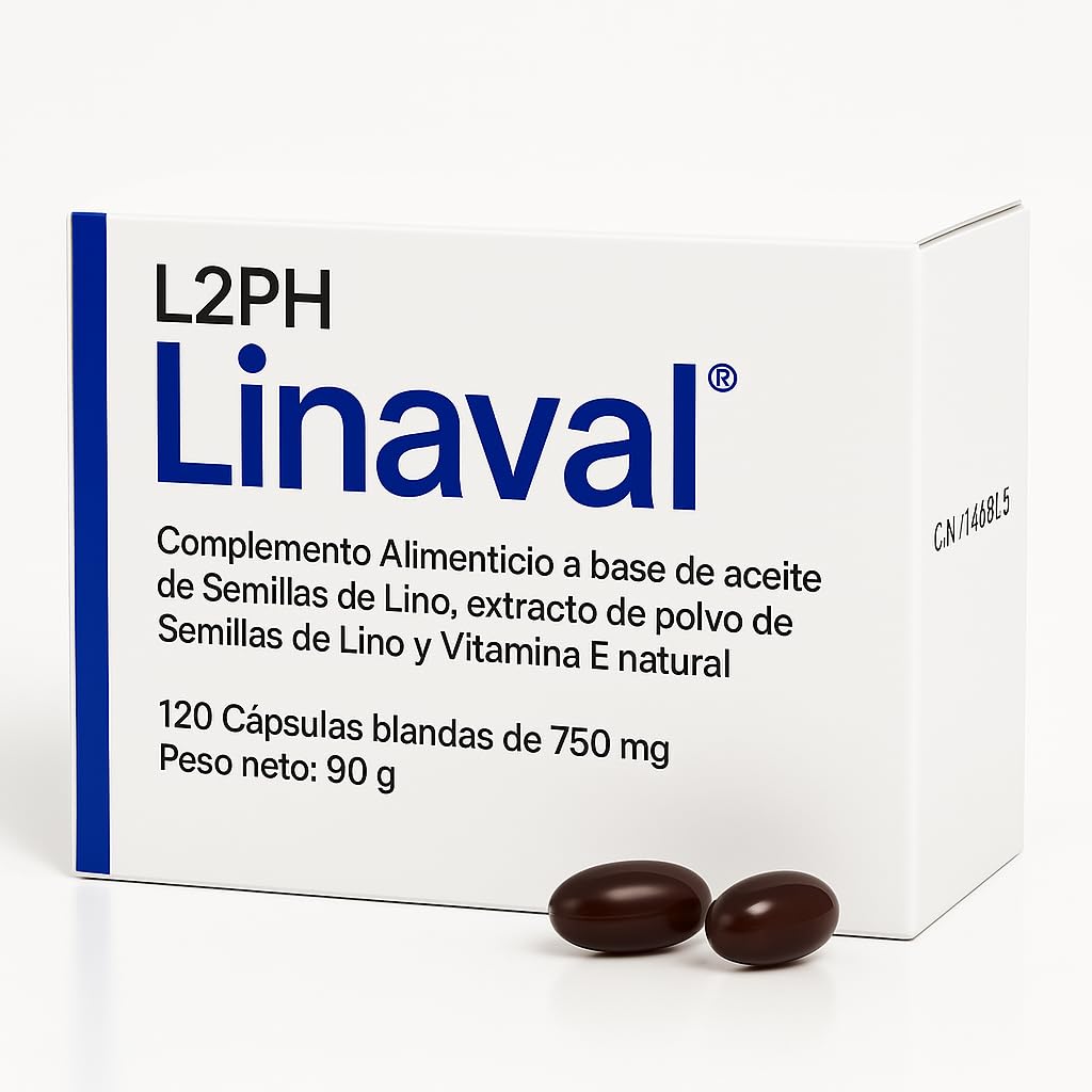 LINAVAL Complemento alimenticio para hidratación profunda de piel, ojos y mucosas (120 cápsulas). Complemento nutricional con Omegas 3-6-7-9 y Vitamina E