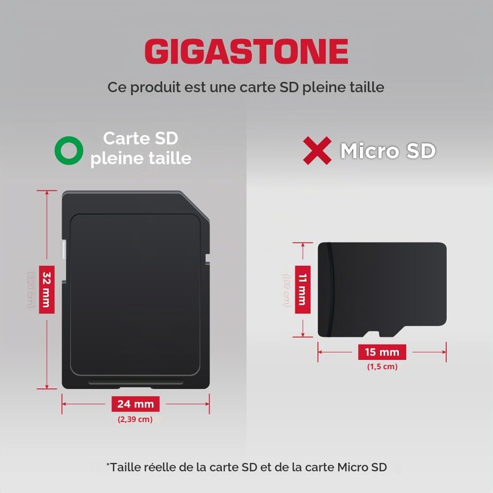 Gigastone Carte Mémoire SDHC 32 Go, Caméra Pro Série, Lot de 2 Cartes, Vitesse allant jusqu'à 100 Mo/s. Compatible avec Caméra Canon Nikon Sony Caméscope, A1 U1 V10 UHS-I Classe 10 pour Full HD Vidéo