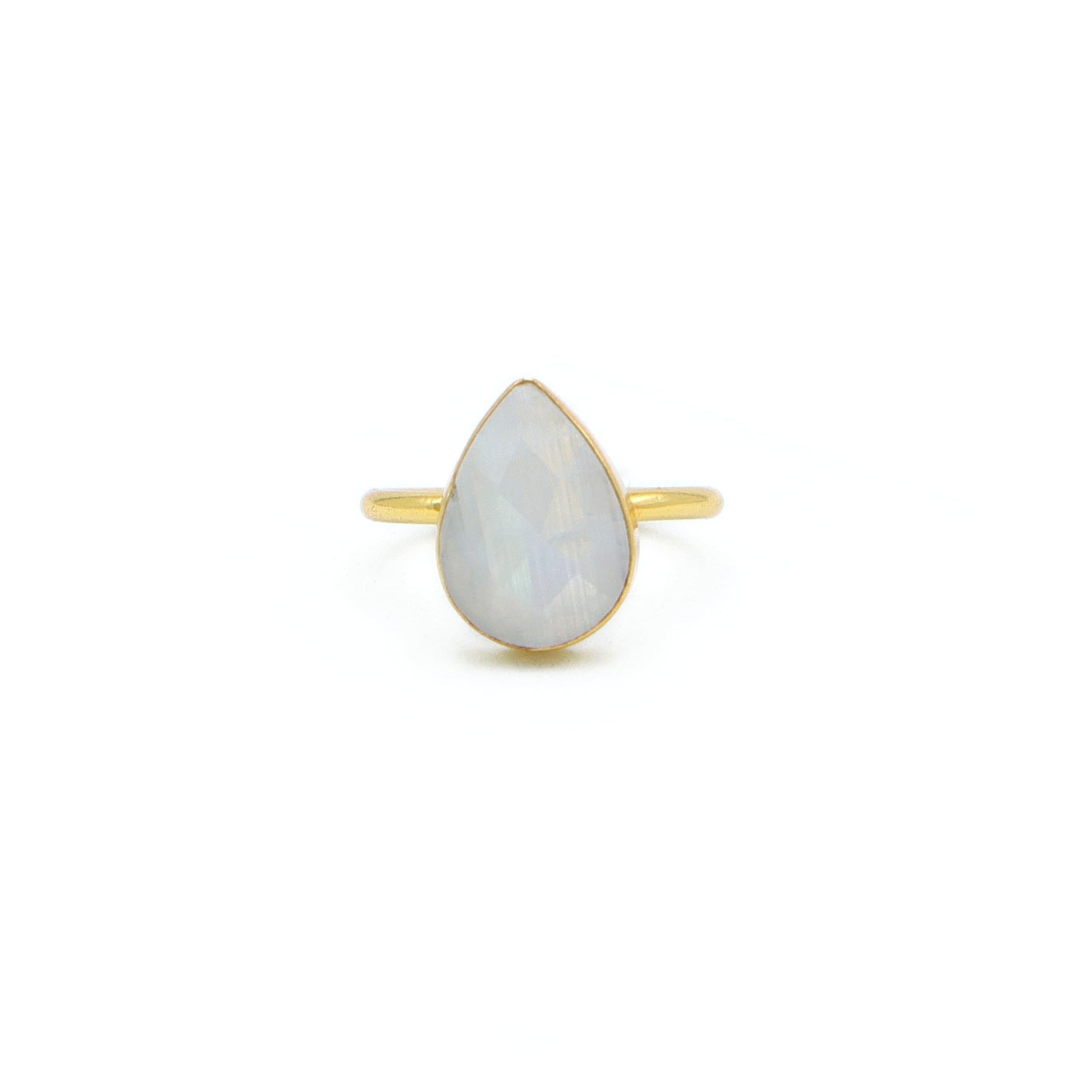 Rainbow Moonstone Pear Ring – Ethereal White Crystal Ring for Women-image-38