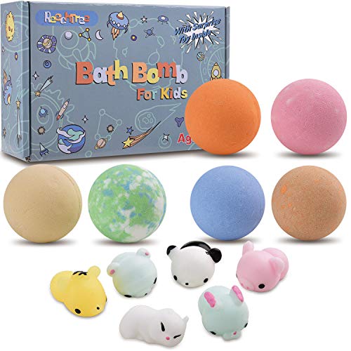 ReechTree Bath Bombs for Toddlers and Kids with Surprise Toys Inside, Bath Fizzies Gift Set for Boys and Girls Age 4 5 6 7 8 9 10 11 12 Year Old, Easter or Birthday Gift for Kids