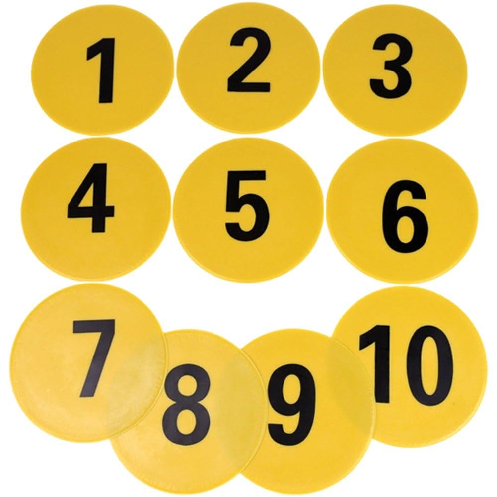 Fituenly 10 Pieces Numbered Spots Markers Training Mark Pads Non Slip Footstep Mat Landmark Mats Markers for Kids Gym Football