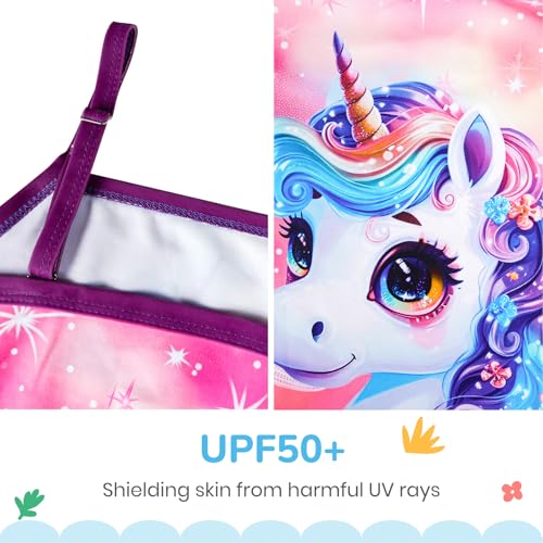 Image of LQSZ Girls Rash Guard Sets Long Sleeves Swimsuit 3 Pieces Tankini Bathing Suit Swimwear for Girls 3-12 Years