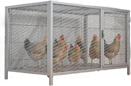 YAKINO鶏小屋、家庭用、屋外用、鶏小屋、飼育ケージ、ウサギ小屋、鳩小屋、鶏小屋大型、暗号化メッシュケージ、イタチ対策、小動物、モルモット、ウサギ、フェレット小屋、ハリネズミ飼育ケージ、牧歌的なルチン鶏小屋、高密度メッシュ (原色,80*58*60cm)