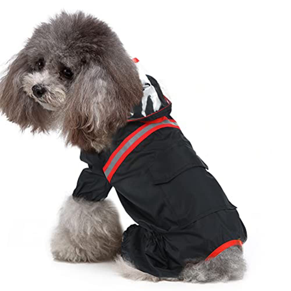 Impermeable para Perros, Chubasquero Ligero for Perros, Chaqueta Impermeable con Bolsillo for Cachorros, Ideal for pequeños y medianos(Black,XXL)