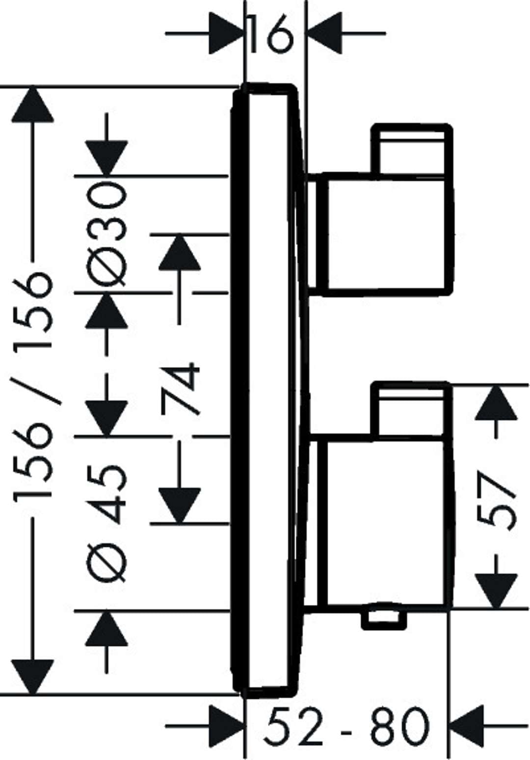 hansgrohe Ecostat Square - bateria termostatyczna podtynkowa, armatura łazienkowa z zabezpieczeniem przy 40 °C, thermostat kwadratowy, kran do 2 odbiorników, czarny chrom szczotkowany, 15714340