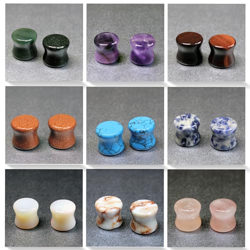 BodyJ4You 18PC Body Piercing Stone Plugs - Ear Stretching Kit - Beginners 8G-00G, Big Gauges 11mm-24mm (1 Inch) - Saddle Double Flared Tunnels Expander Earrings - Men Women Unisex Jewelry2