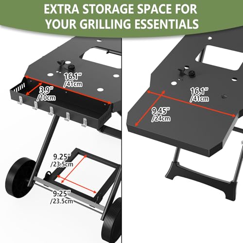 Image of Portable Grill Cart for Blackstone 17 inch & 22 inch Griddle, Foldable Grill Table with Propane Tank Holder, Outdoor Portable BBQ Grill Stand for Backyard, Camping, Tailgating