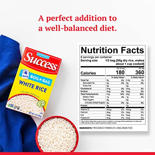 Image of Success Boil-in-Bag Rice, White Rice, Quick and Easy Rice Meals, 14-Ounce Box (Pack of 3)