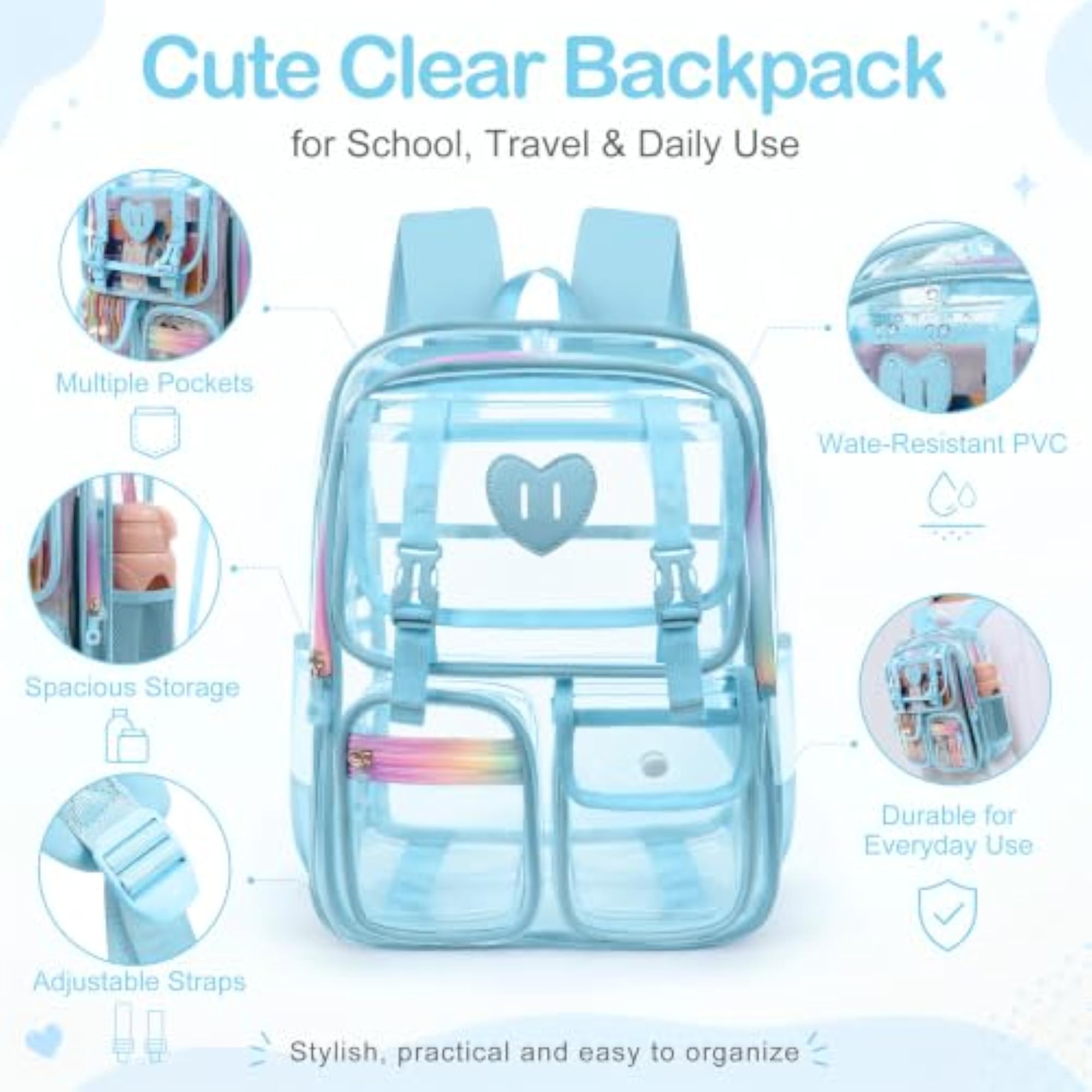 Large Waterproof PVC Transparent Backpack