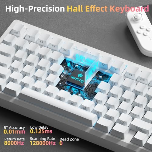 Image of LEOBOG A80 RT Hall Effect Gaming Keyboard Wired, Rapid Trigger Magnetic Switch Keyboard with 0.01mm RT Adjustable Actuation, 8000Hz Polling Rate, RGB Backlit Mechanical Keyboard 75% for PC Gamer