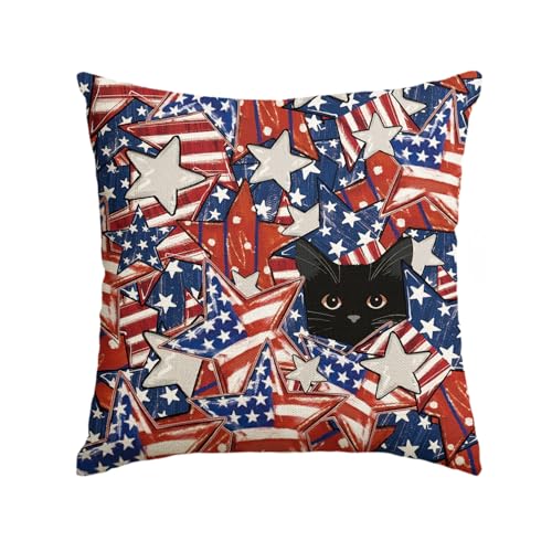 AVOIN colorlife 4th of July Patriotic Stars Black Cat Throw 