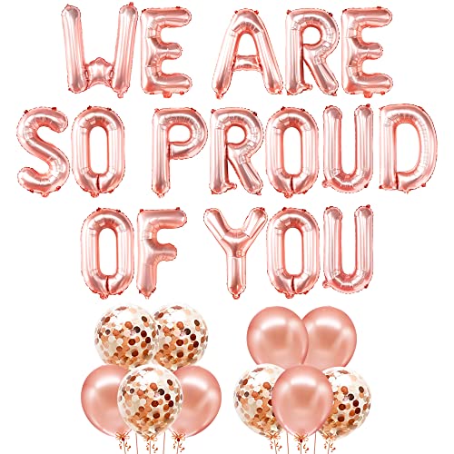 Image of Katchon, We Are So Proud of You Balloons - 16 Inch, Pack of 27 | Rose Gold for Graduation Decorations 2026 | Grad Foil Balloon, Graduation Decorations 2026
