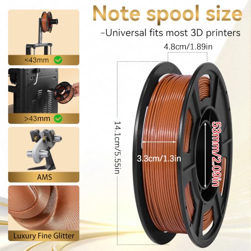 Image of Dynta PLA Metallic 6-Color 3D Printer Filament, 250g per Spool, High Precision 1.75mm±0.02mm, Compatible with Creality, Bambu Lab and FlashForge, Ideal for Beginners and DIY Printing Enthusiasts.