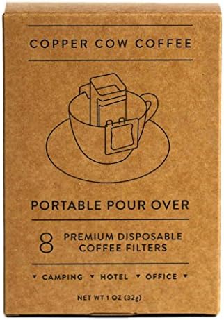 Copper Cow Coffee, Portable Pour Over Coffee Filters, 8-Pack