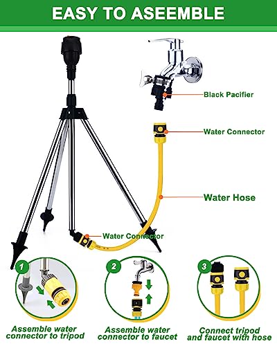 Rotating Tripod Sprinkler - 360 Degree Rotating Tripod Sprinklers For Yard Large Area - Garden Water Sprinkler For Lawn Long Range - Tall Garden Sprinkler On Tripod (Tripod Sprinkler - 1 Pack) #TOP5