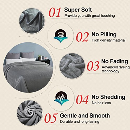 Soft Twin Size Summer Blanket All Season Warm Fuzzy Microplush Lightweight Thermal Fleece Blankets For Couch Bed Sofa,66X90 Inches,Gray #TOP5