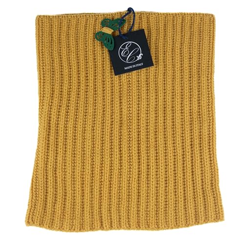 Braga cuello camiseta para proteger del frío en invierno con lana merinos ENEA CASHMERE amarilla 5
