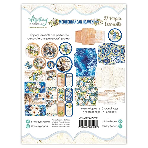 Mintay Papers Mediterranean Heaven - Complete Collector’s Designer Pack With 12X12 Paper Set, 6X6 Paper Pad, 6X8 Paper Pad, Elements, Die-Cuts And Decorative Chipboard #TOP7