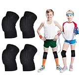 Mitening Knieschoner Volleyball Knieschoner Tanzen 2 Paar Kinder Knieschützer 7-12 Jahre knieschoner kinder handball für Radfahren Tanzen Volleyball Sport Farbe:Schwarz, Größe:S