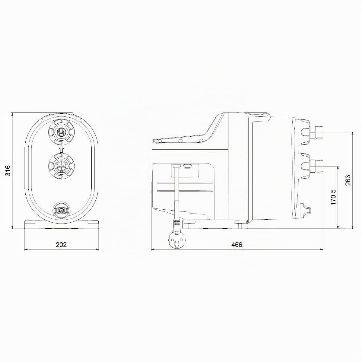 Gruppo di pressione integrale compatto, modello SCALA1 3-35 BVBP, portata nominale 3,72 m³/h, 0,45 kW, 3,27 A, altezza nominale 20 m, 46,6 x 20,2 x 31,6 cm, nero (riferimento: 99530404)