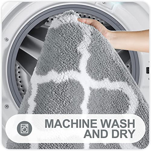 Olanly Bathroom Rugs Set 2 Piece Microfiber Mat And U-Shaped Toilet Rug, Machine Wash Dry, Non Slip Absorbent Shaggy Bath Rug For Tub, Shower And Bath Room (20" X 32"+20" X 24", Grey) #TOP4