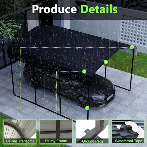 Royal Windsor Metal Carport 10×15 Heavy Duty, Carport Kit with Galvanized Steel Roof Building and Frame, Outdoor Storage Car Port Metal Canopy Multi-Use Garage Shed for Car,Boats and Truck