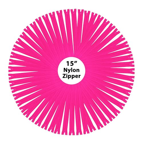 Image of Mandala Crafts 80 PCs Hot Pink Closed-End 15 Inches Nylon Zipper for Sewing