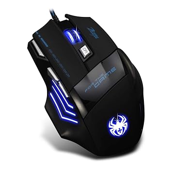 Docooler Gaming Mouse 7200 Dpi with Backlight Multi Color Led Optical 7 Button Mouse Gamer Wired USB for Pro Gamer Black
