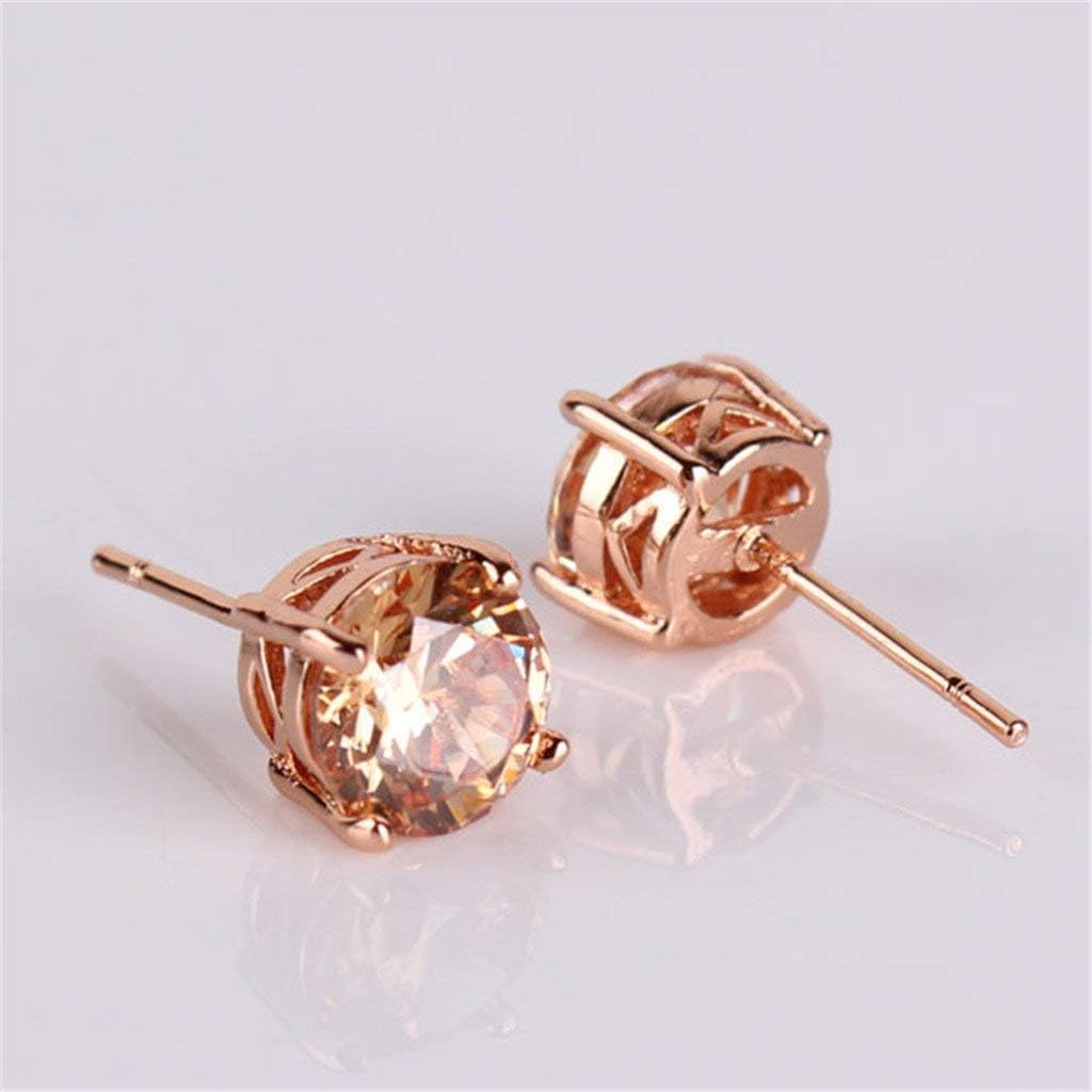 GULICX Rose Gold Tone Yellow Crystal Royal Journey Jewelry Eternity Stud Earring: Clothing, Shoes & Jewelry