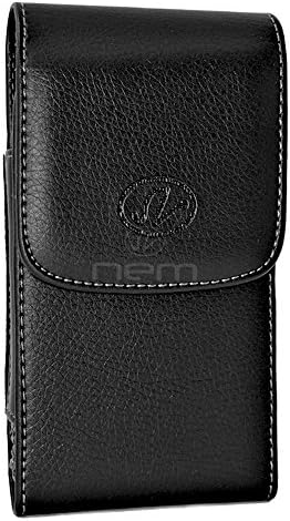 Kodak Ektra Premium Black Vertical Leather Case Holster Pouch w/ Magnetic Closure and Swivel Belt Clip