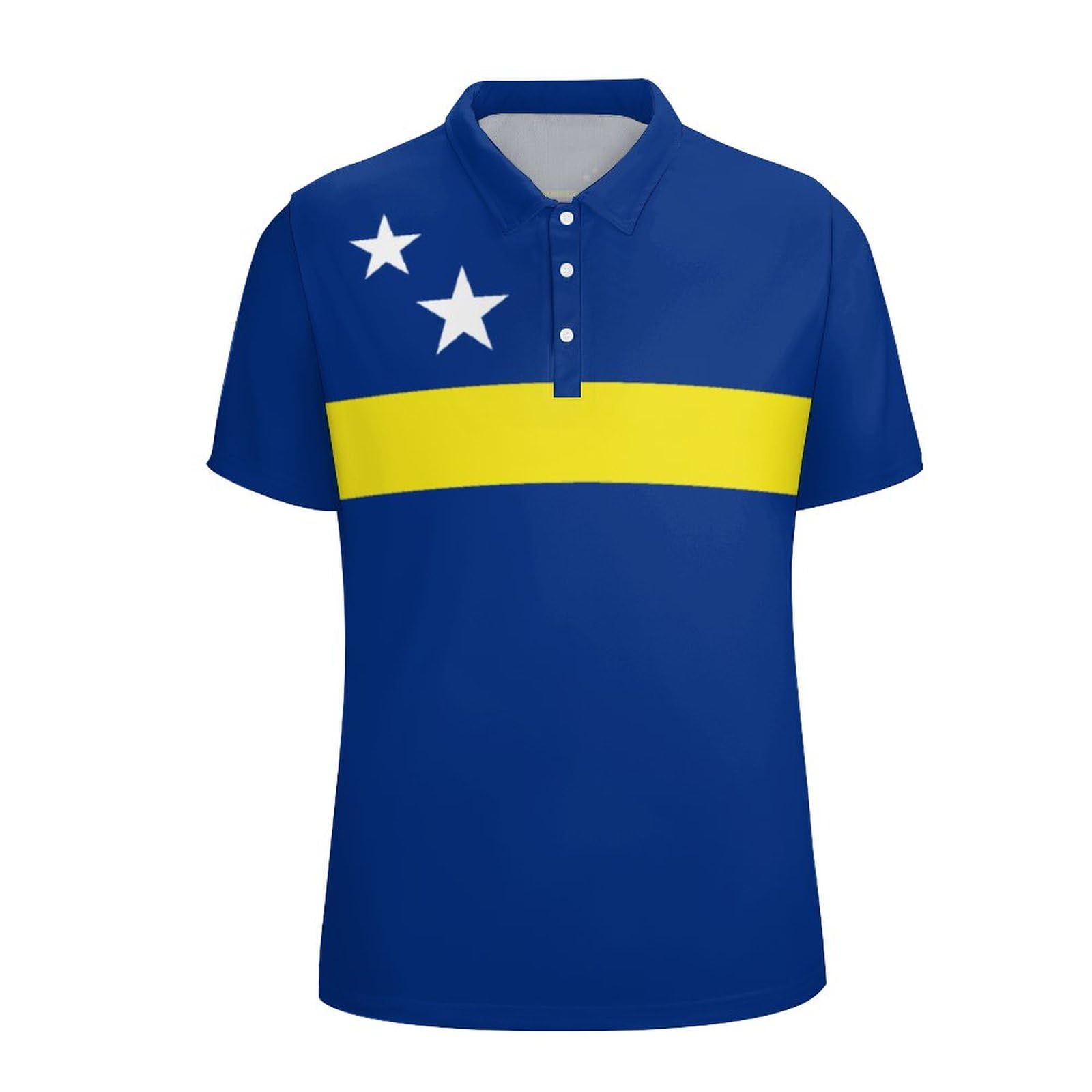 Djngn Men's As Pic Curaçao Curacao Flag Polo Shirts Casual Short Sleeve Patriotic Tee Shirt