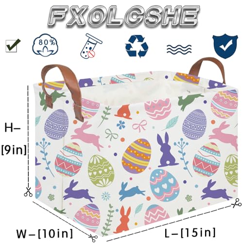Image of FXOLCSHE Rectangular Easter basket,Nursery Hamper,Collapsible waterproof baby toy storage box for Kids,Toy Organizer,Home Decor,Gift Baskets(Cute egg)