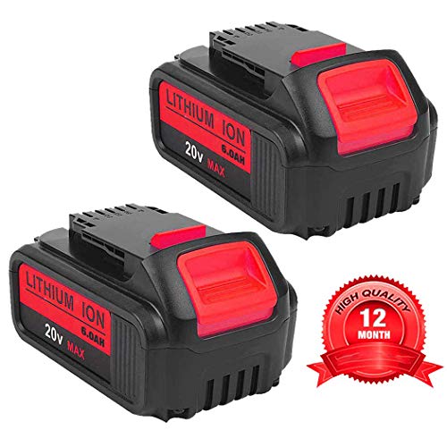 2Pack 6000mAh for Dewalt 20v Battery, Lithium-ion Replacement Battery for Dewalt dcb200 DCB204