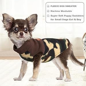 Puppy Sweaters for Small Dogs Girl Boy, Stretch Fleece Dog Clothes with Leash Hole, Fall Winter Warm Pet Puppy Sweater for Chihuahua Teacup Shih Tzu Yorkie, Tiny Doggie Outfits, Cat Apparel
