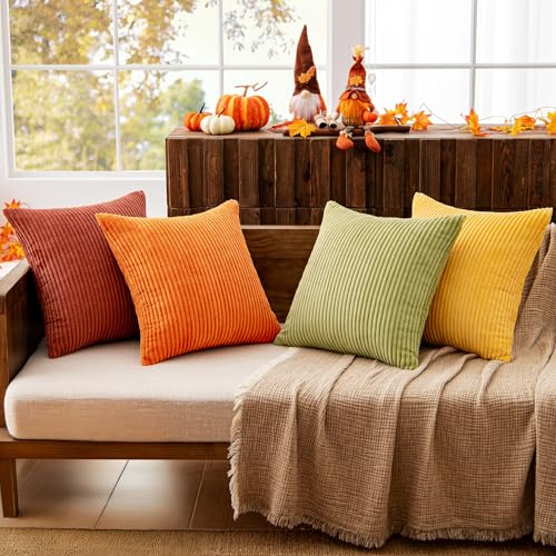 Image of MIULEE Fall Decorative Throw Pillow Covers Yellow Orange Rust 20x20